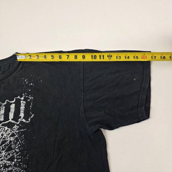 VTG Y2K Down Shirt Mens Black Metal Band Graphic Distressed Cracked Print - Picture 10 of 12